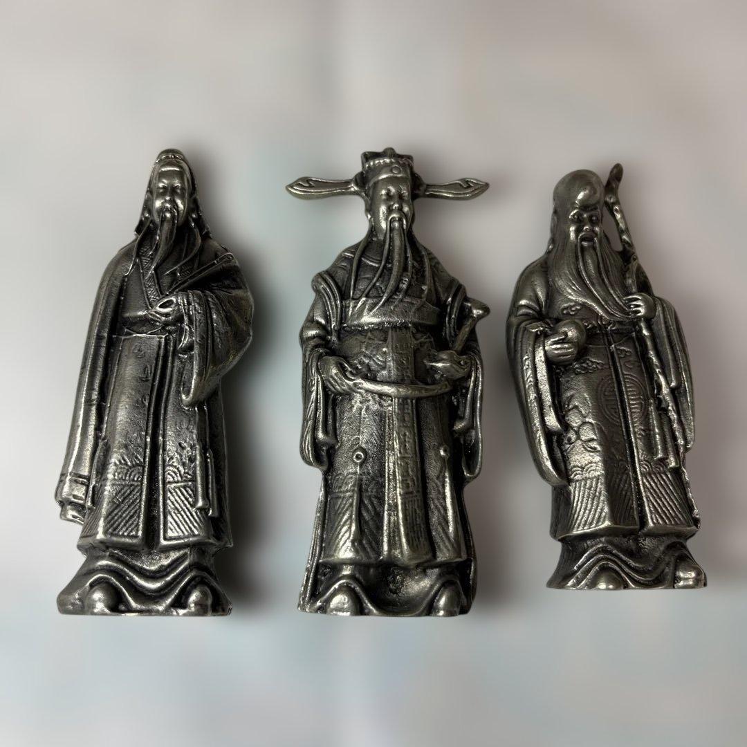 中国　工芸品　福禄寿の置物　金属製（磁性なし）