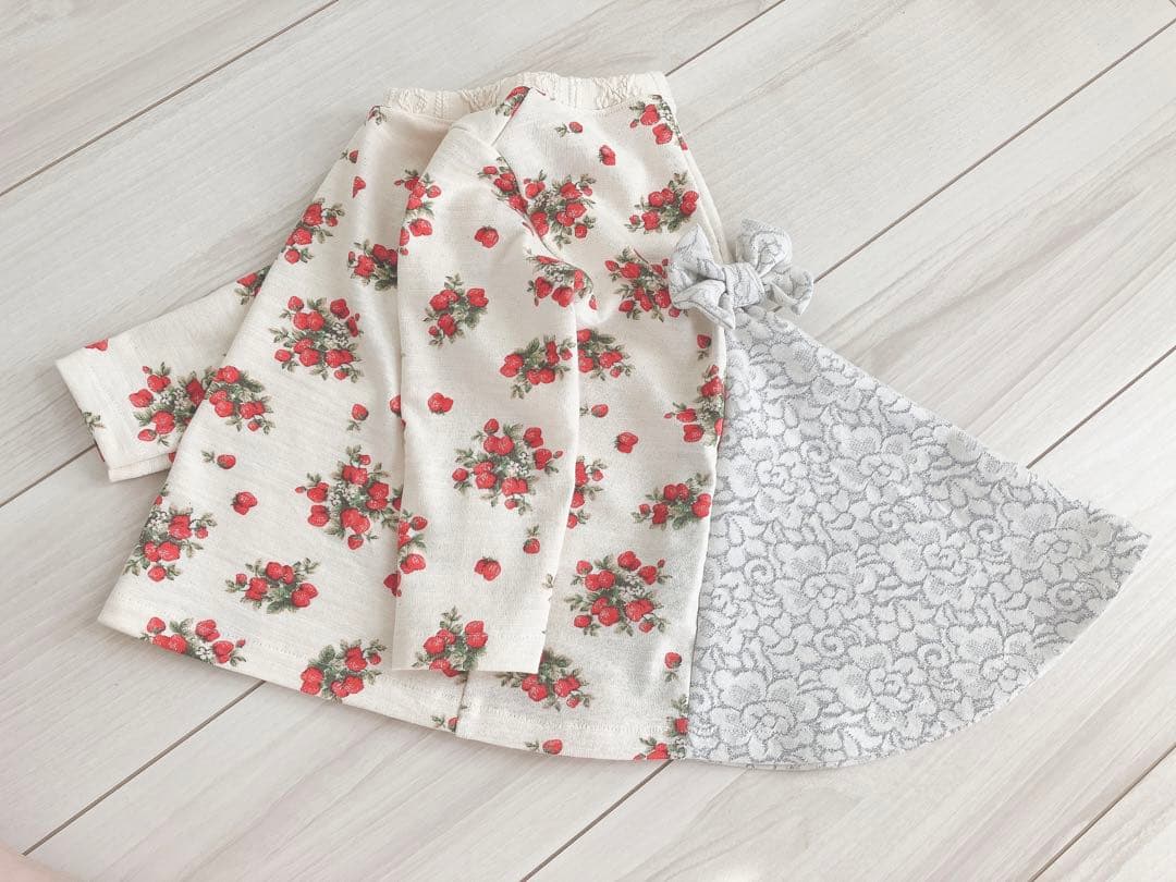 ❁後ろ下がりフレアティ いちごちゃん(レッド)×レース 90size