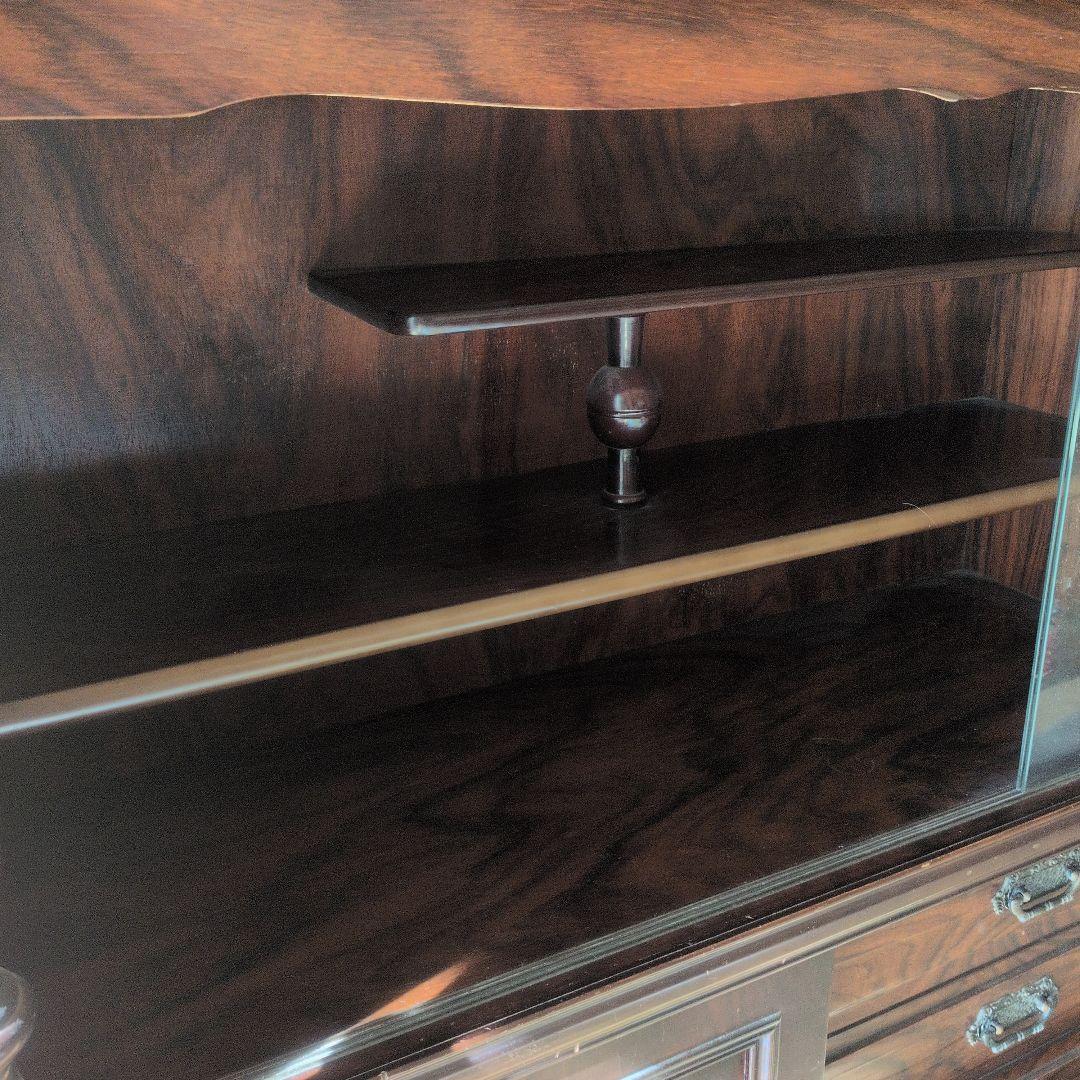 昭和レトロ 食器棚 収納棚 アンティーク 木製　高級　茶棚 茶箪笥　コレクション