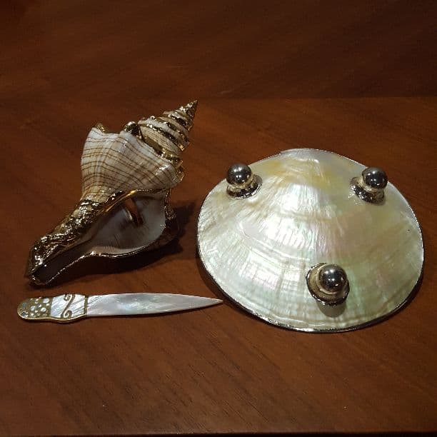 ★美品★貝殻の小物置き＆封書差し(ペーパーナイフ付)