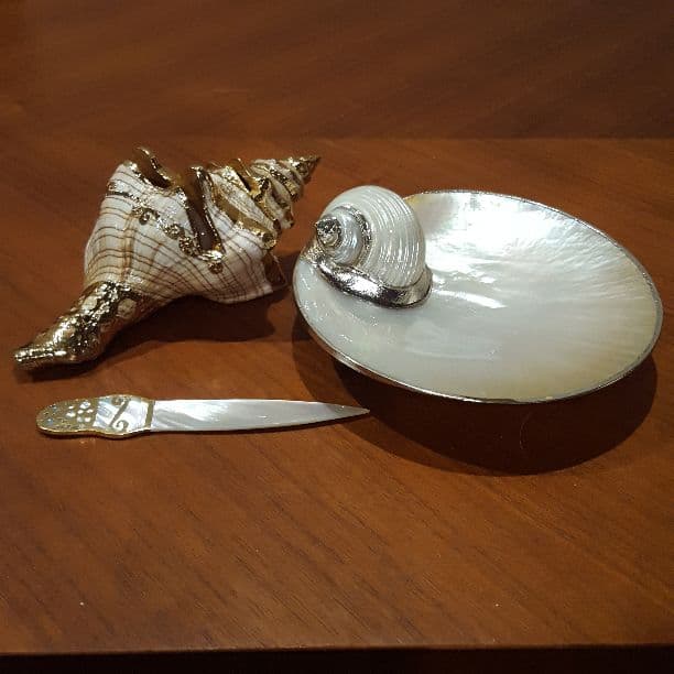 ★美品★貝殻の小物置き＆封書差し(ペーパーナイフ付)