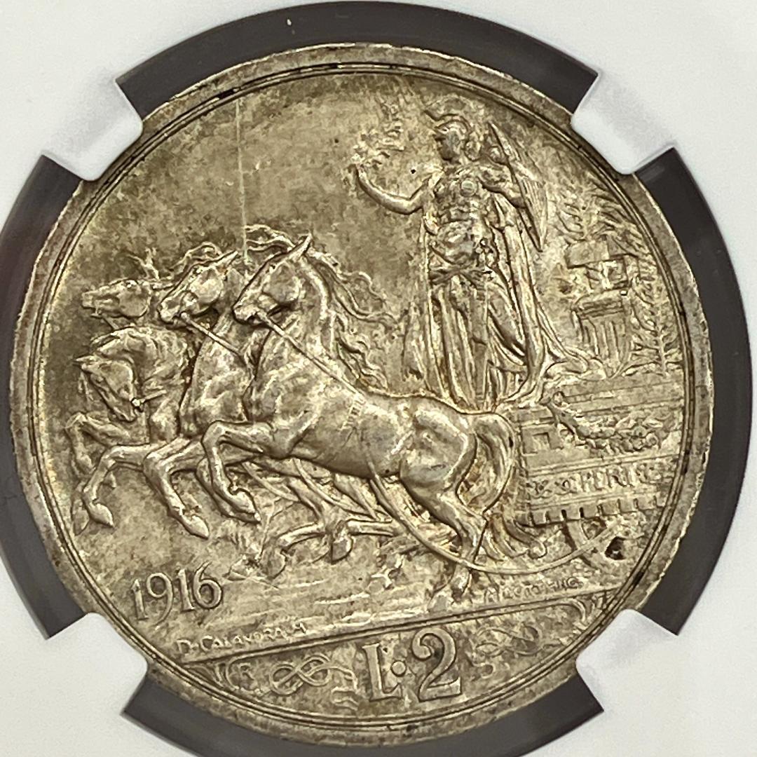 1916 イタリア 2リラ 銀貨 NGC MS63 アンティークコイン - メルカリ