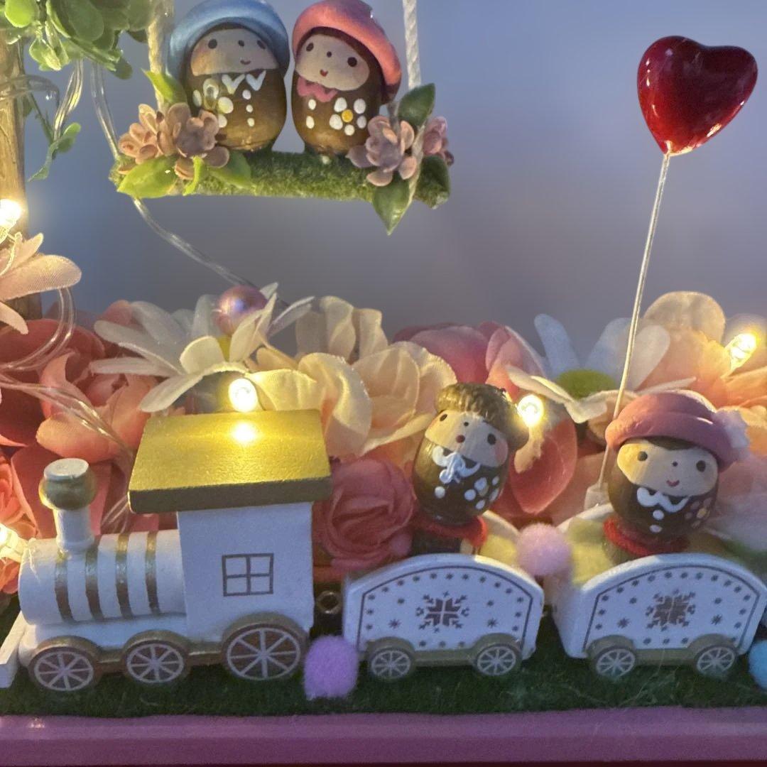 どんぐりアート♡ Xmasタペストリー＆White train ピンキーオブジェ