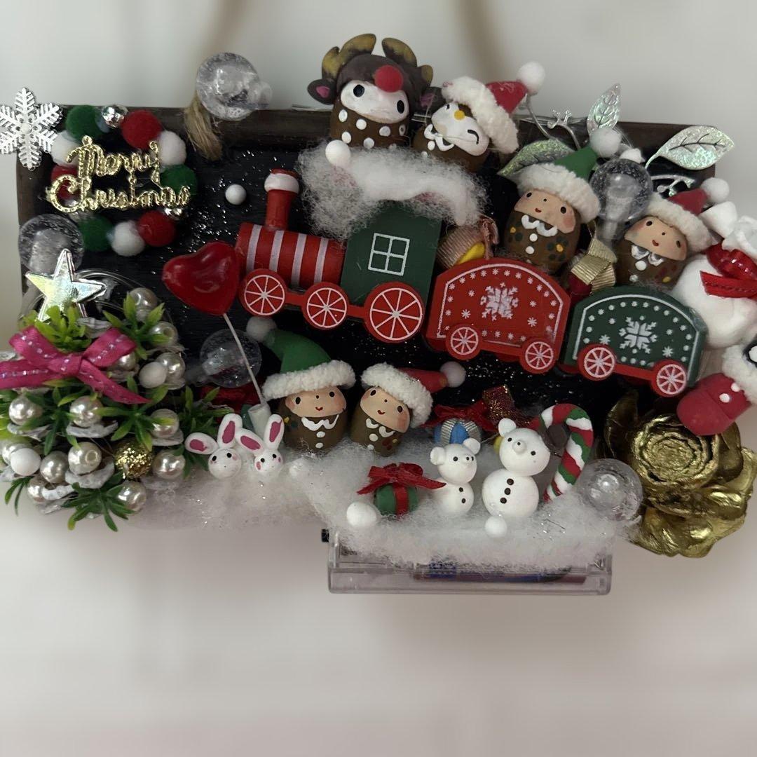 どんぐりアート♡ Xmasタペストリー＆White train ピンキーオブジェ