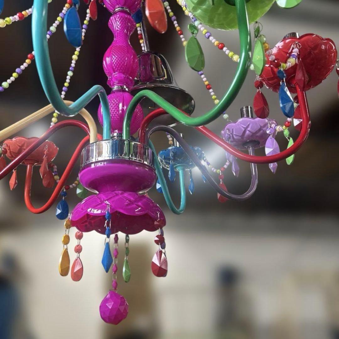 6158 【戸塚区引取り限定】ポップ調カラフルシャンデリア 9灯