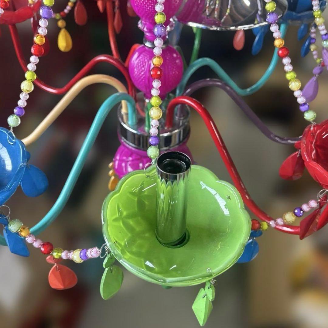 6158 【戸塚区引取り限定】ポップ調カラフルシャンデリア 9灯