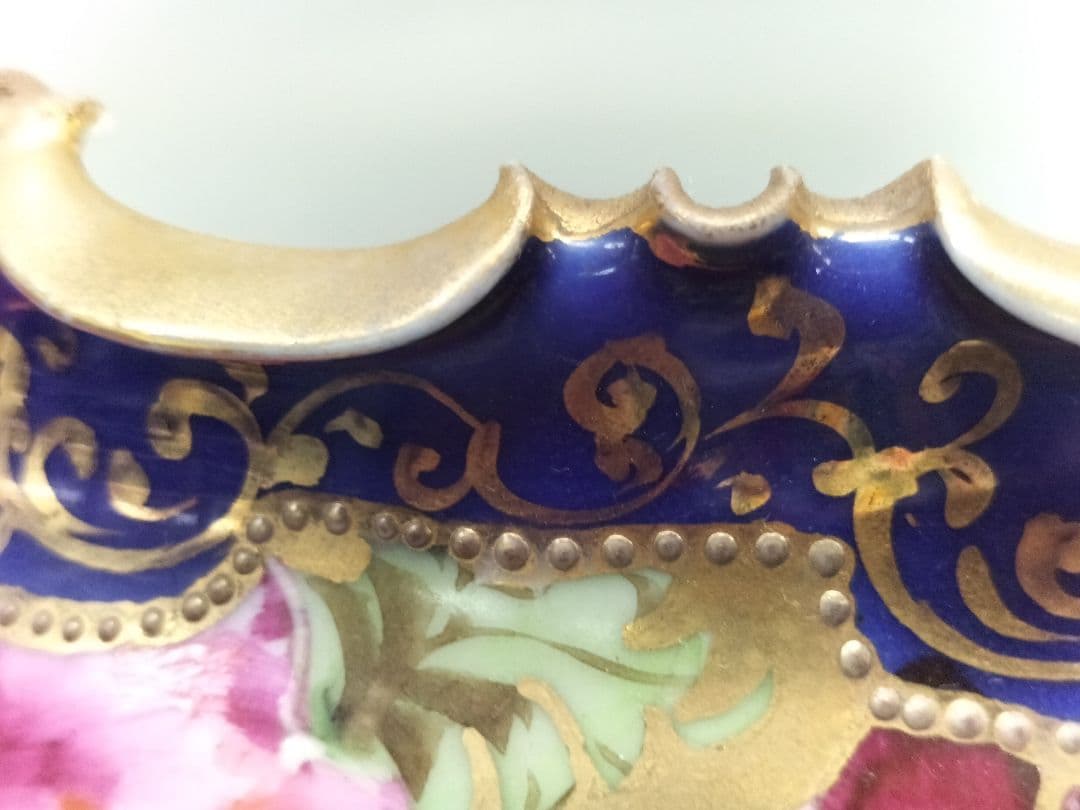 オールドニッポン　アールヌーボ様式金盛り上　三足付飾鉢1900年頃輸出　里帰り品