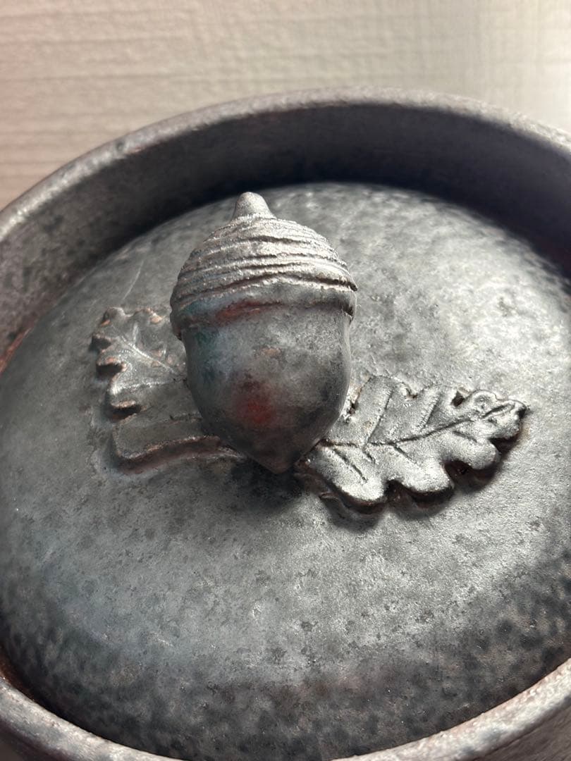 目止めのみ未使用！黒錆☆石渡磨美どんぐり炊飯土鍋1合炊き☆ご飯炊き