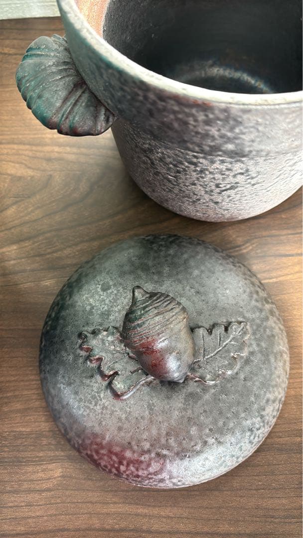 目止めのみ未使用！黒錆☆石渡磨美どんぐり炊飯土鍋1合炊き☆ご飯炊き