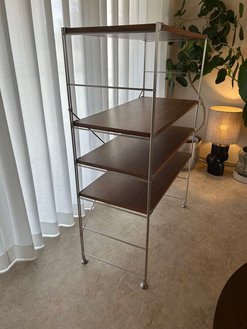 無印　ステンレスユニットシェルフ　ウォールナット材棚セット　ワイド　中