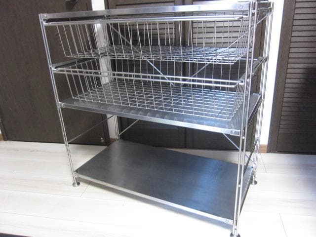 MUJI /無印良品　ステンレスユニットシェルフ3段　ステンレスバスケット×2