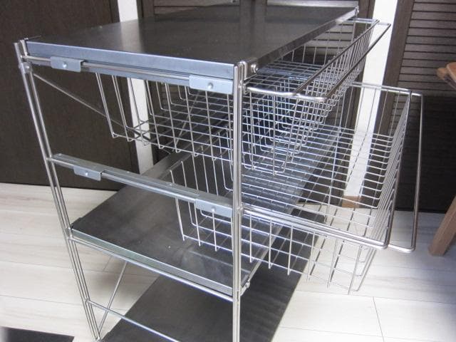 MUJI /無印良品　ステンレスユニットシェルフ3段　ステンレスバスケット×2