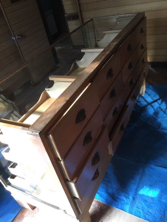 1910's 英国 アンティーク オーク材 シャツケース ガラス キャビネット