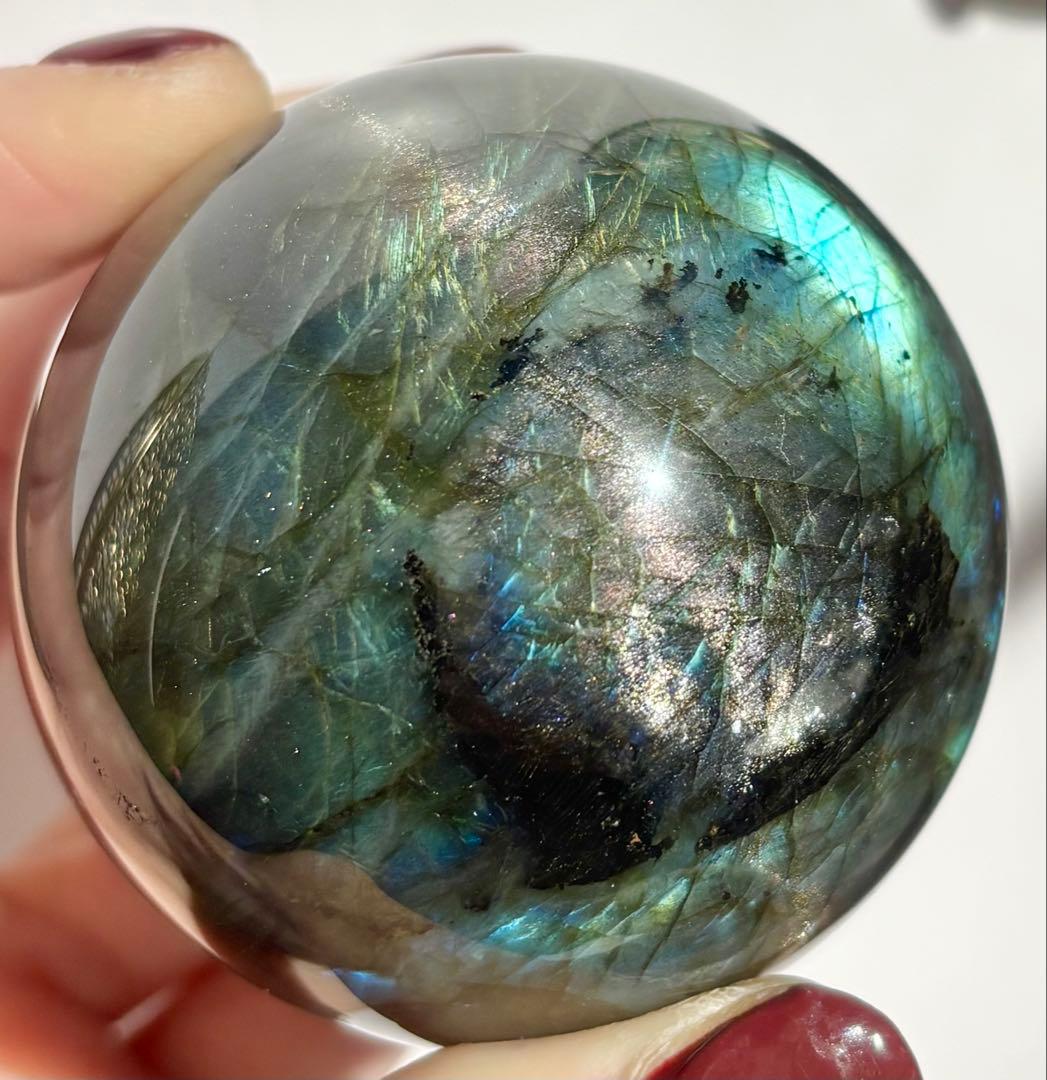 《ハイブリッドラブラドライト》多層シラー スフィア　丸玉