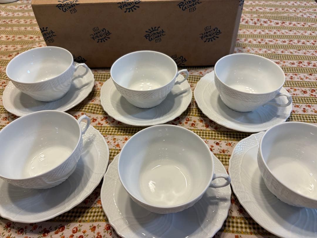 リチャードジノリ　ベッキオホワイト　カップ&ソーサー　6客セット