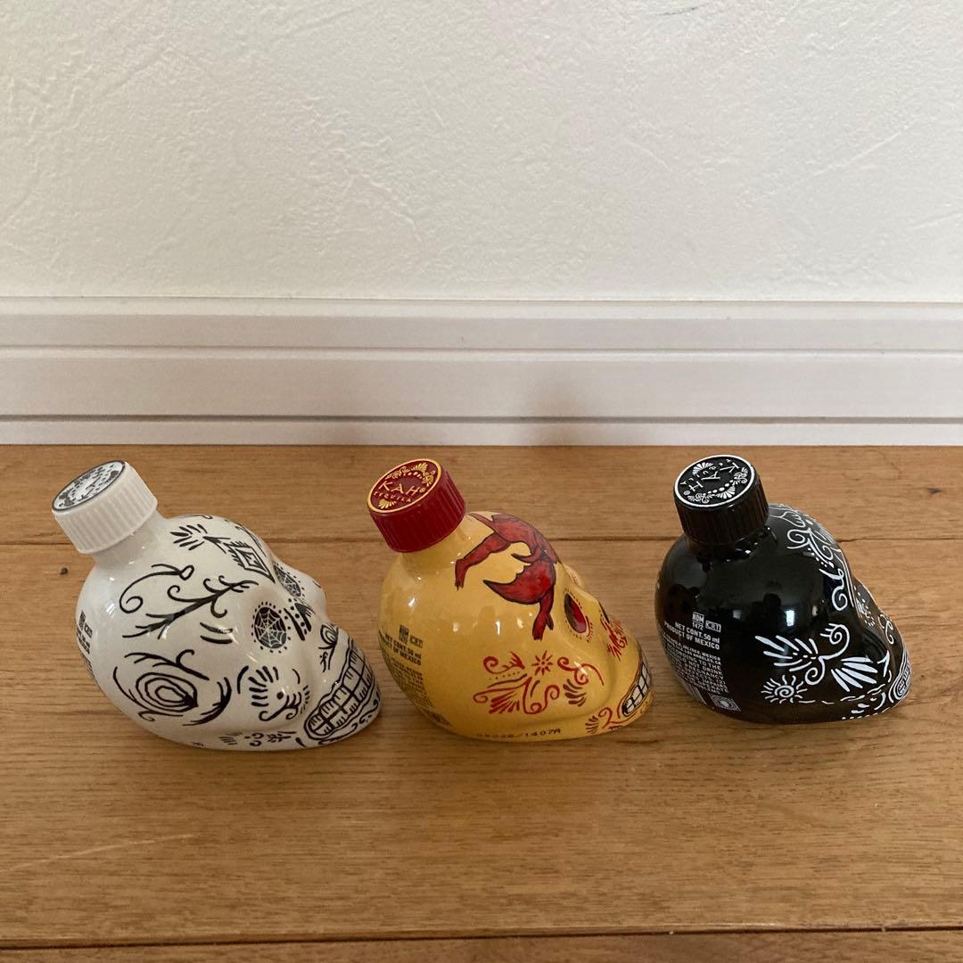 KAH カー スカル テキーラ 陶器製 ミニボトル 空き瓶 カラベラ 3個
