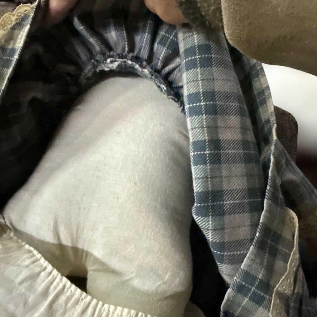 チェック柄ドレスの人形　50c vintage