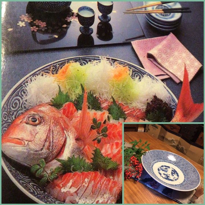 A136 古伊万里　蛸唐草紋様　大皿　1尺3寸　1枚　（皿立て付き）