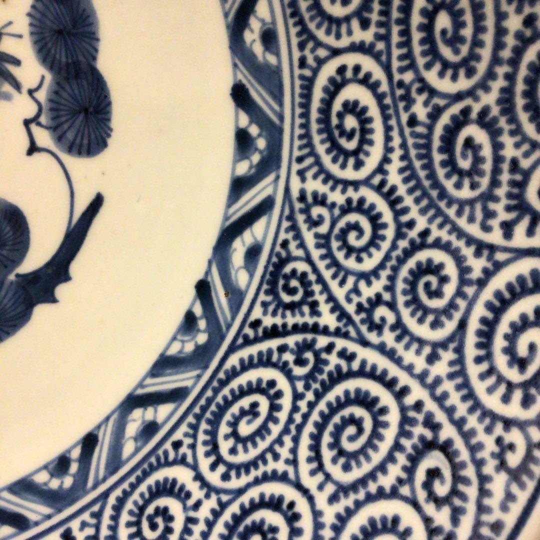 A136 古伊万里　蛸唐草紋様　大皿　1尺3寸　1枚　（皿立て付き）