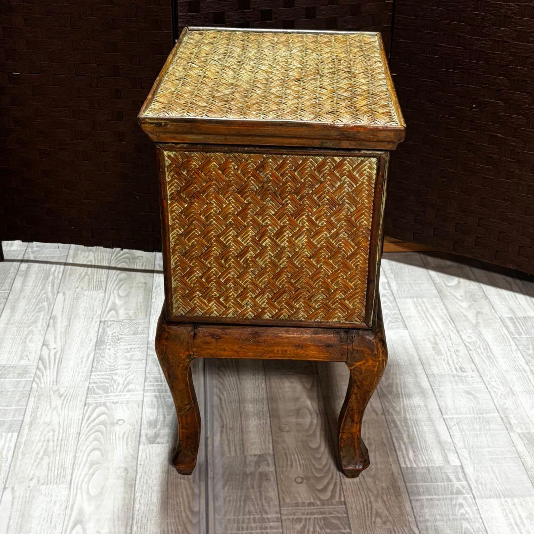 ヴィンテージ 猫脚ラタン アジロ家具 ナイトテーブル アンティーク