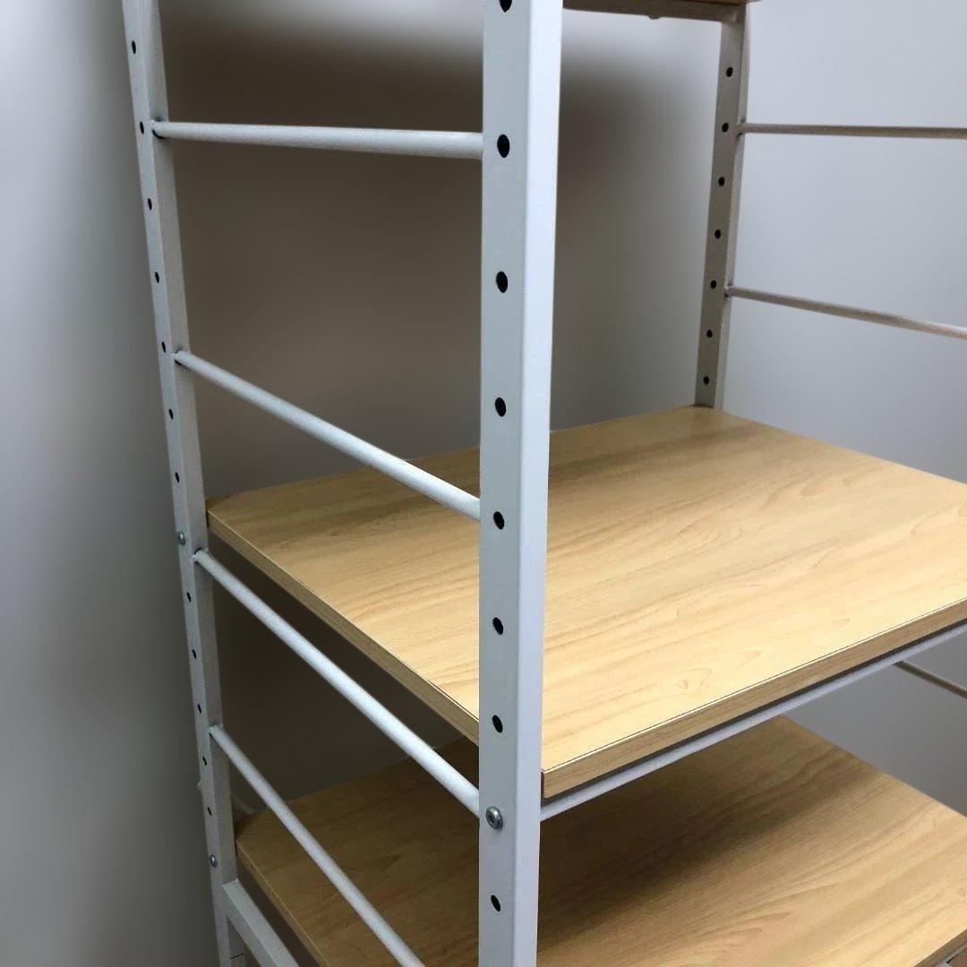 【送料無料】ラック 棚 木目調 棚板付き スチールラック 88142-4-020