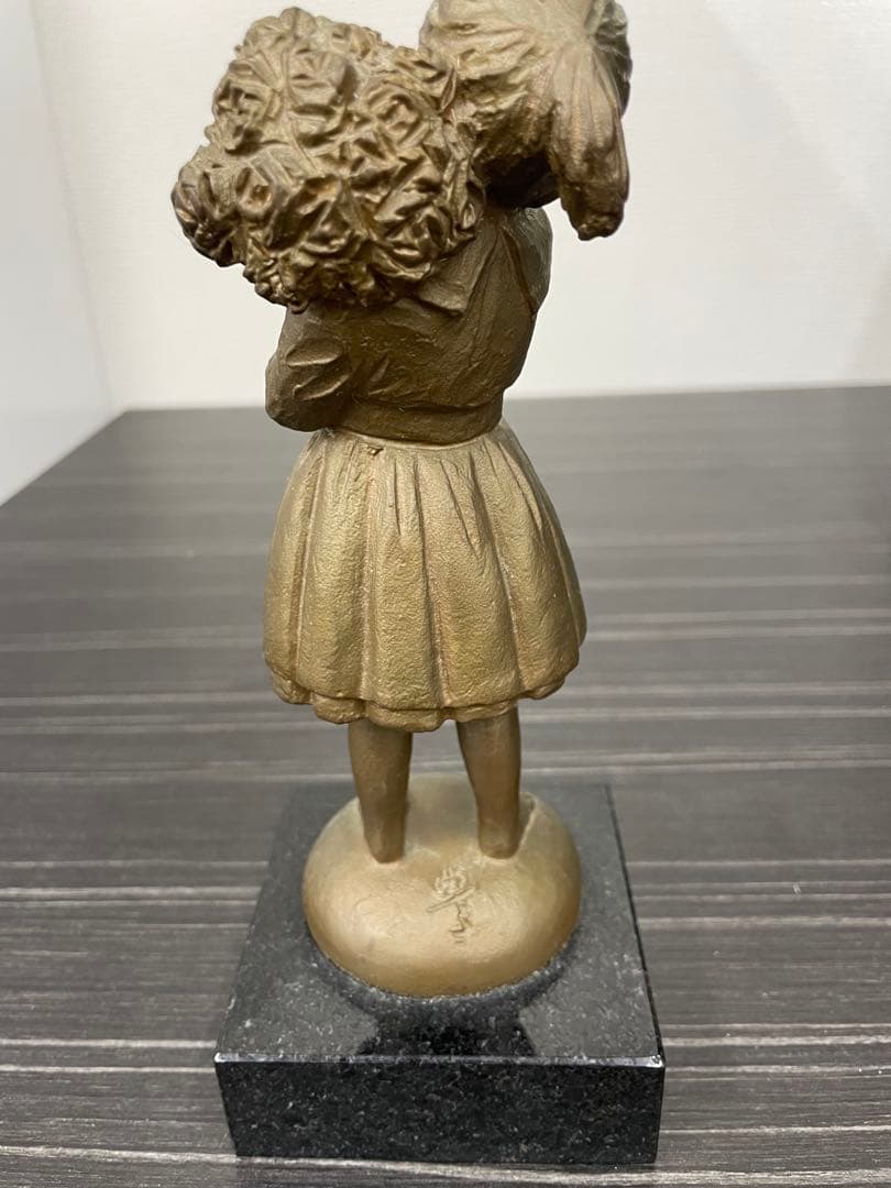 加藤豊 銅製 少女 ブロンズ像 『花束』