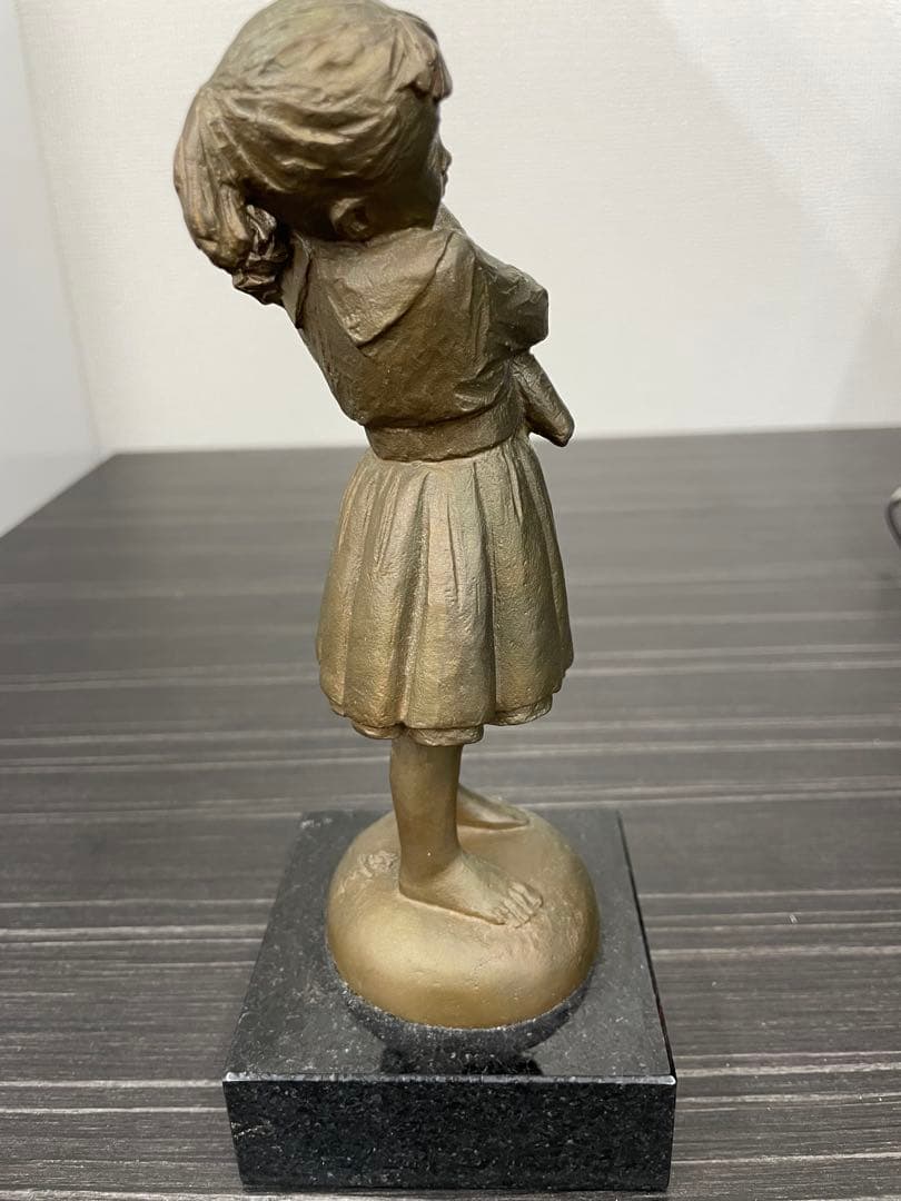 加藤豊 銅製 少女 ブロンズ像 『花束』