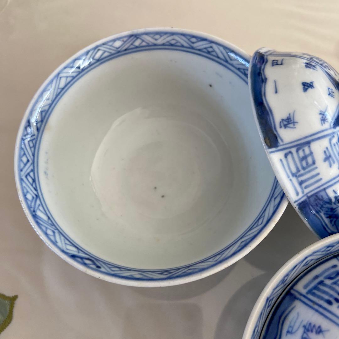 アンティーク　伊万里焼　蓋付き茶碗　5客