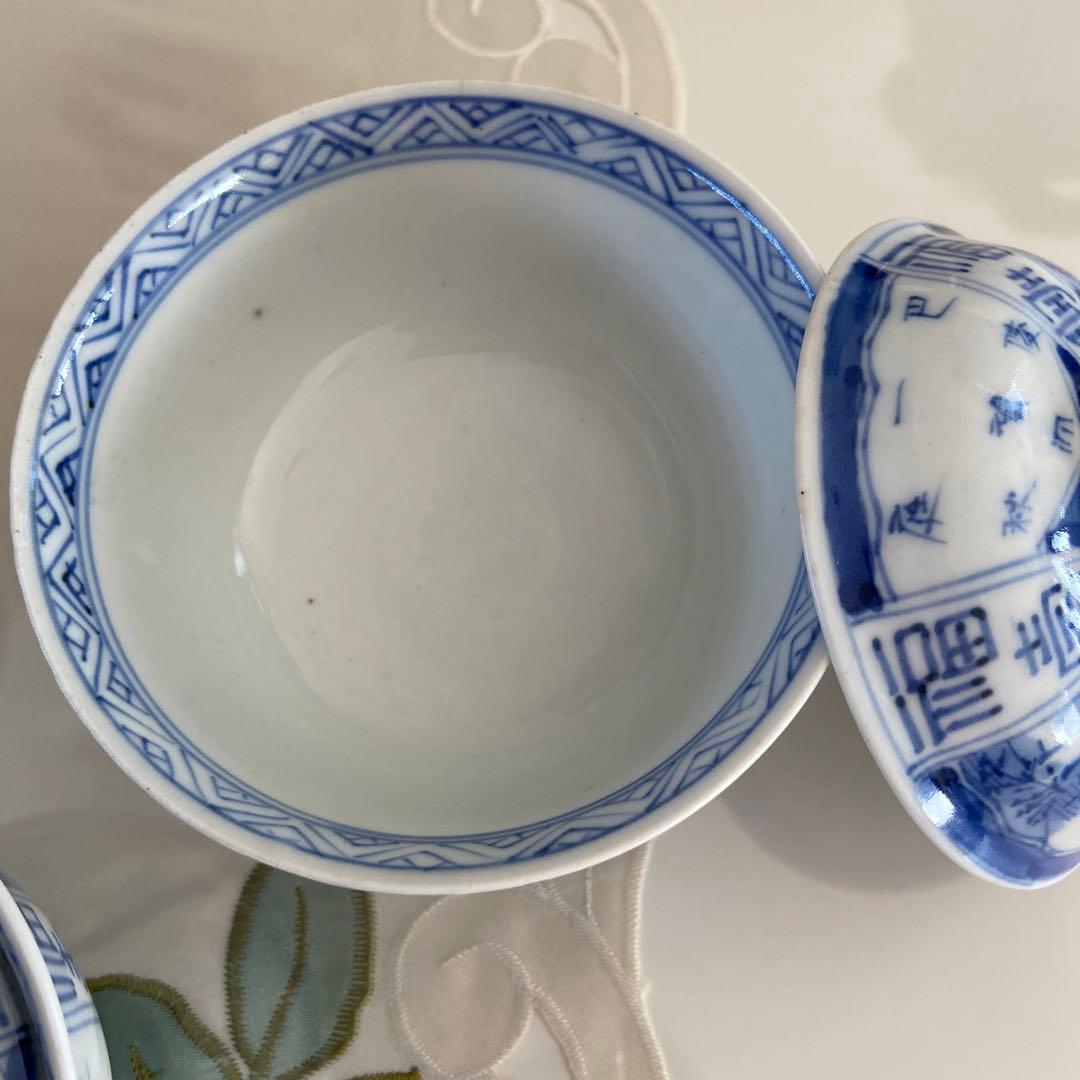 アンティーク　伊万里焼　蓋付き茶碗　5客