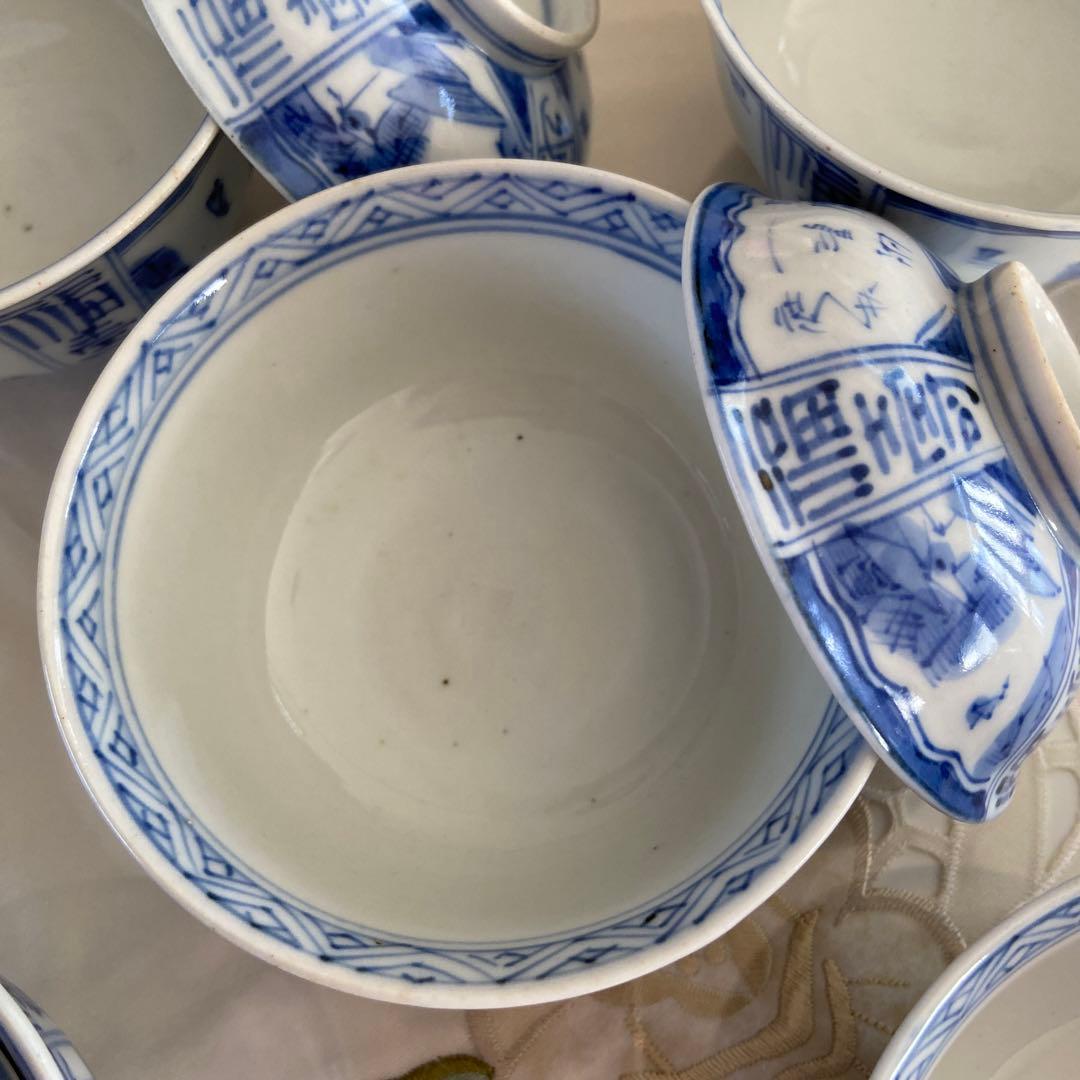 アンティーク　伊万里焼　蓋付き茶碗　5客