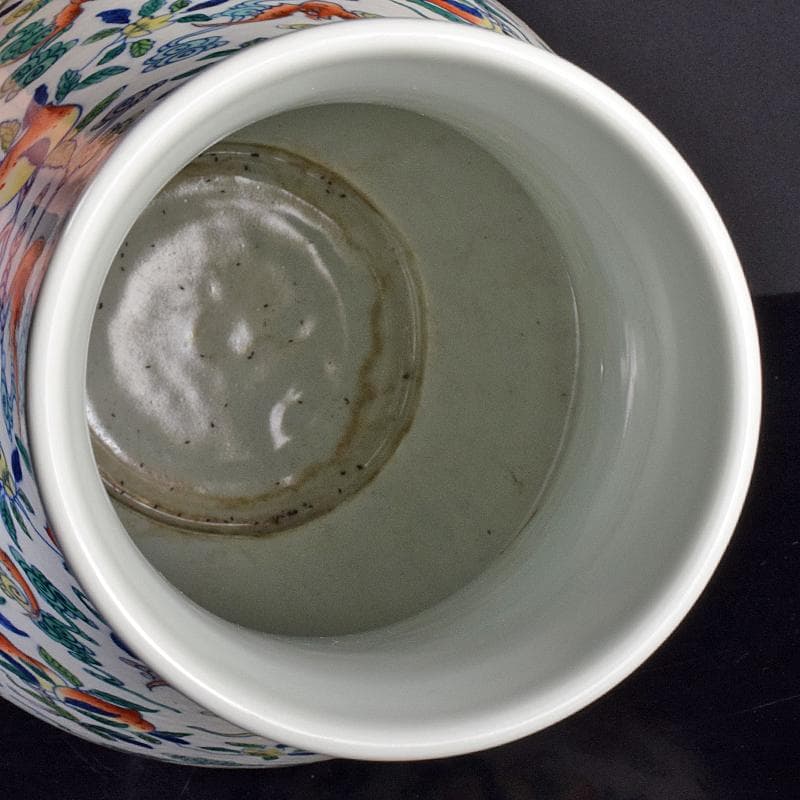 中国 大清雍正年製款 色絵 桃蝙蝠図 花生 時代箱付 M