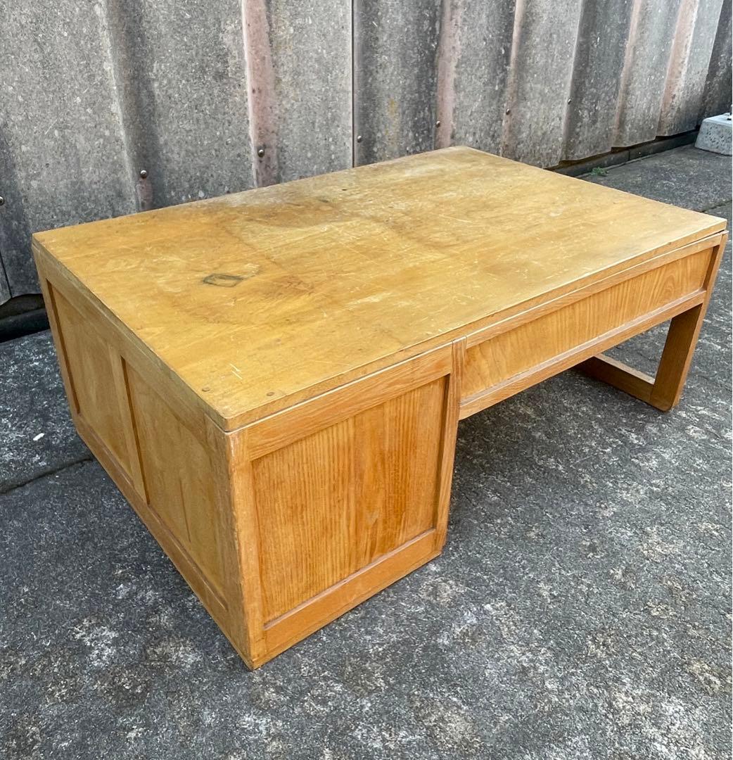 ビンテージ/当時物/無垢材/文机/机/書斎机/作業台/テーブル/透かし彫り/14