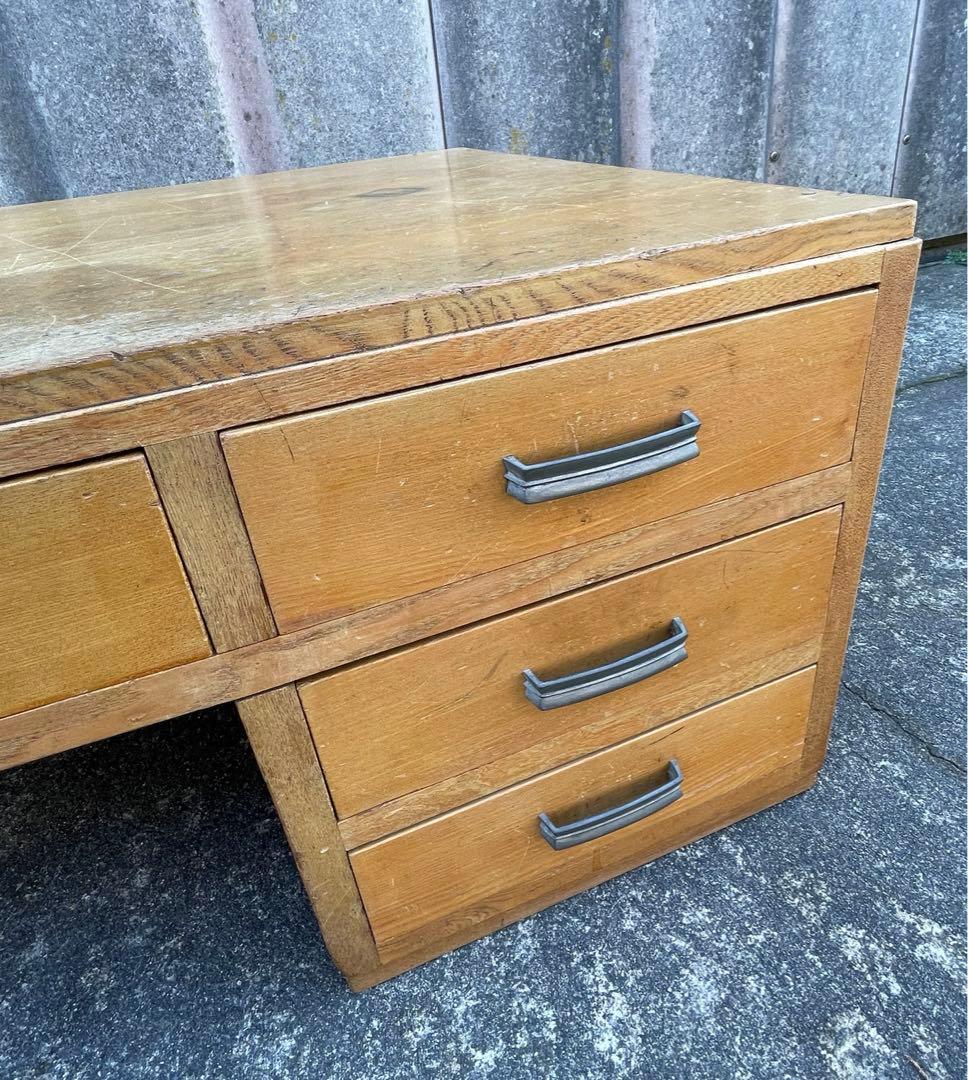 ビンテージ/当時物/無垢材/文机/机/書斎机/作業台/テーブル/透かし彫り/14