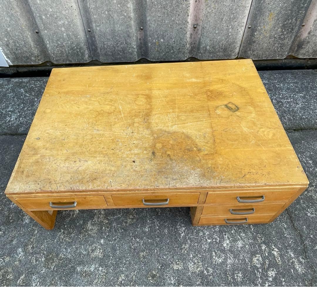 ビンテージ/当時物/無垢材/文机/机/書斎机/作業台/テーブル/透かし彫り/14