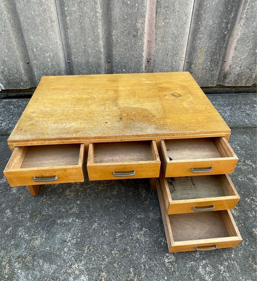 ビンテージ/当時物/無垢材/文机/机/書斎机/作業台/テーブル/透かし彫り/14