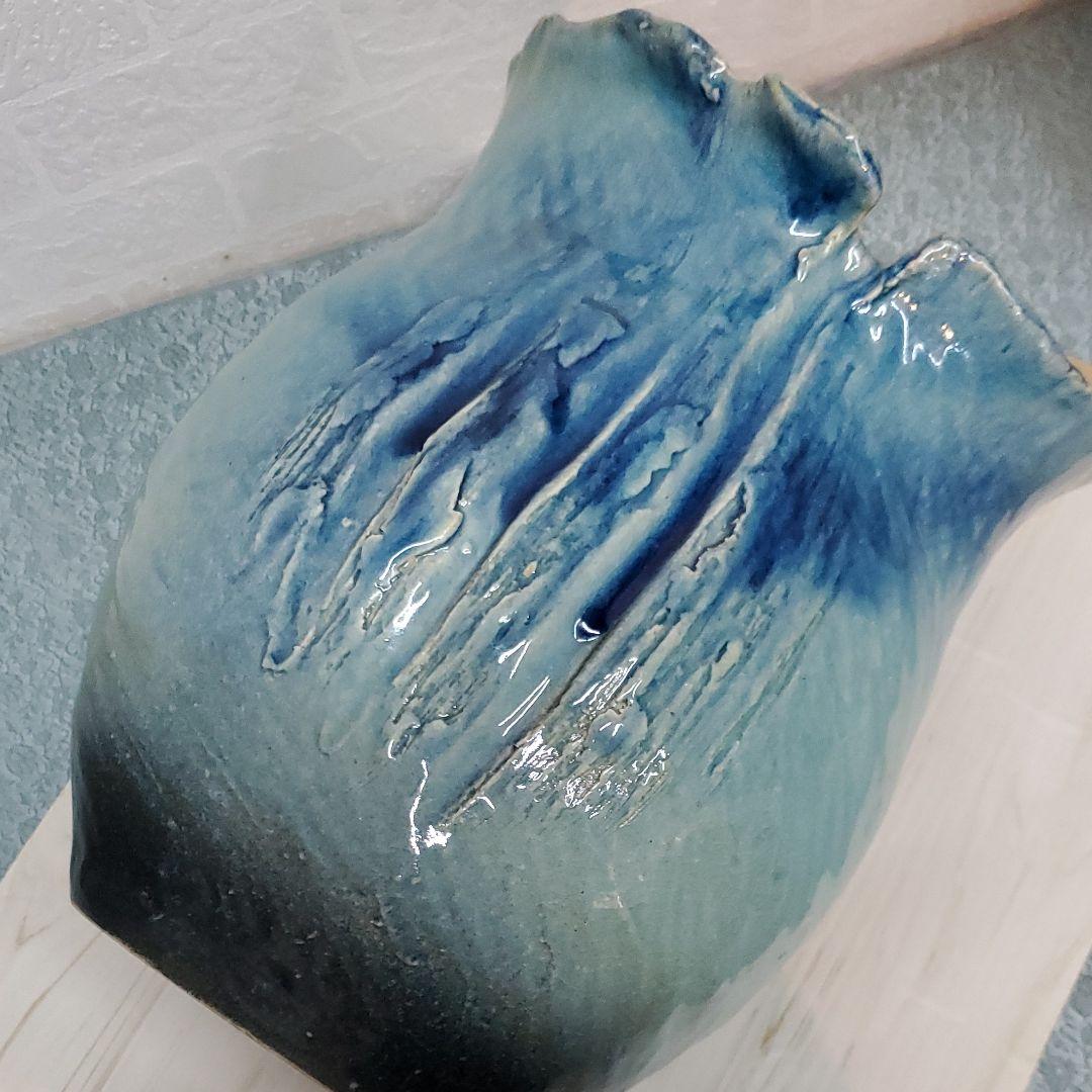 信楽焼 花器 ⋆͛ ͙͛✧*̣̩⋆̩☽キレイなブルーの花器