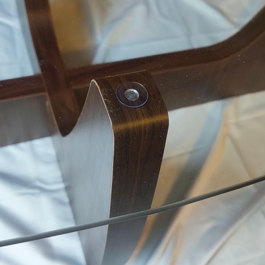 北欧 木製 2way ガラステーブル 楕円形