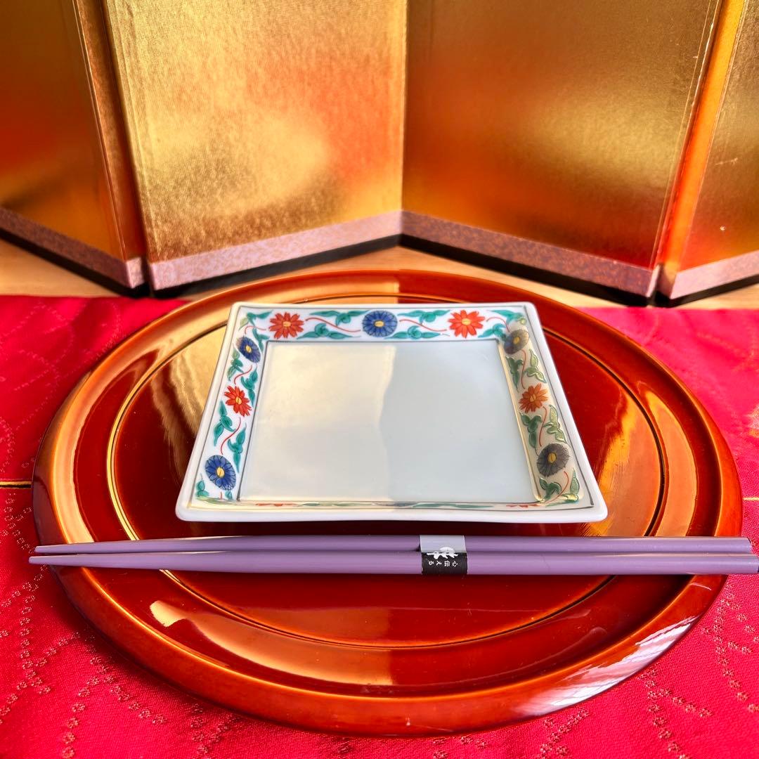 未使用品】有田焼 翔山窯 花絵角平皿5客セット 色絵 取り皿 - メルカリ