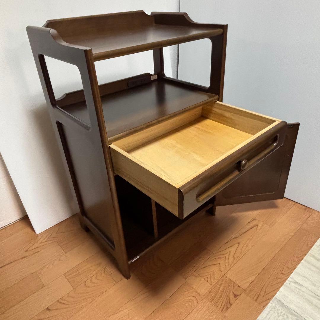 Karimoku カリモク 木製 電話台、FAX台　飾り棚 収納　レンジ台