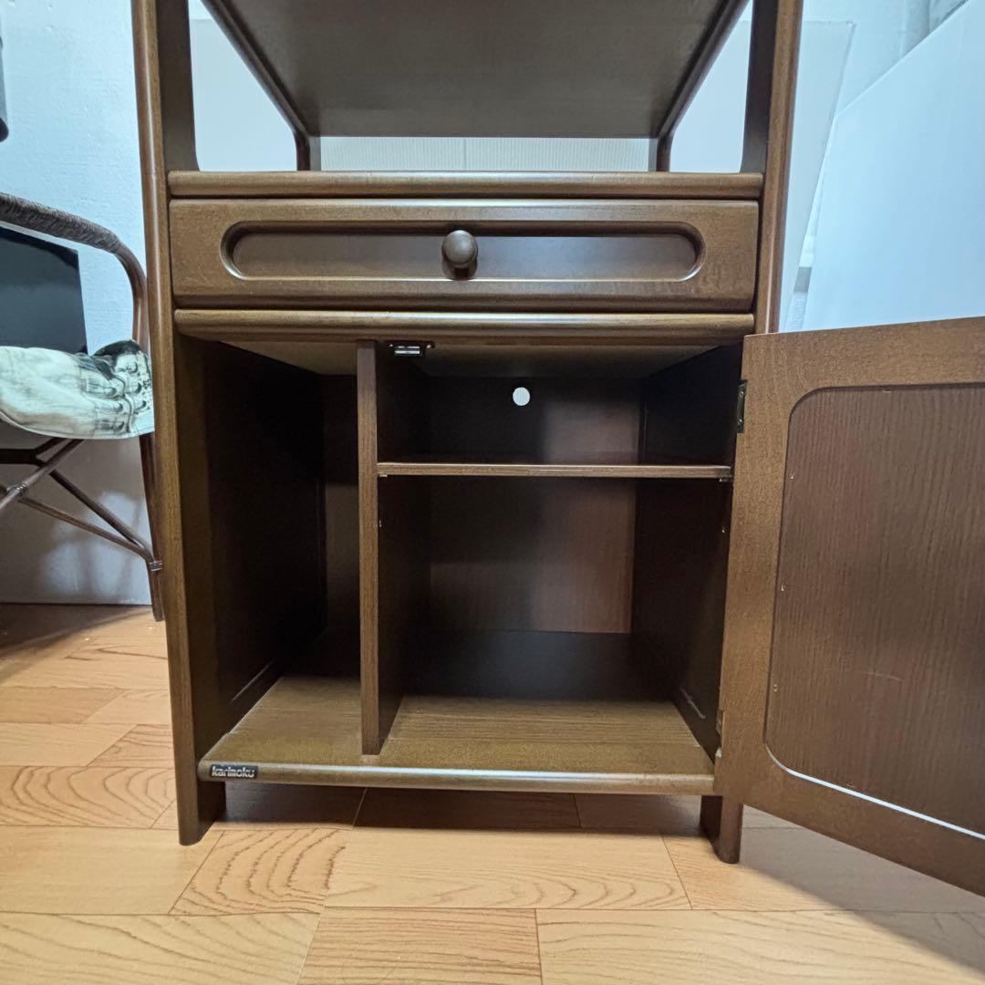 Karimoku カリモク 木製 電話台、FAX台　飾り棚 収納　レンジ台