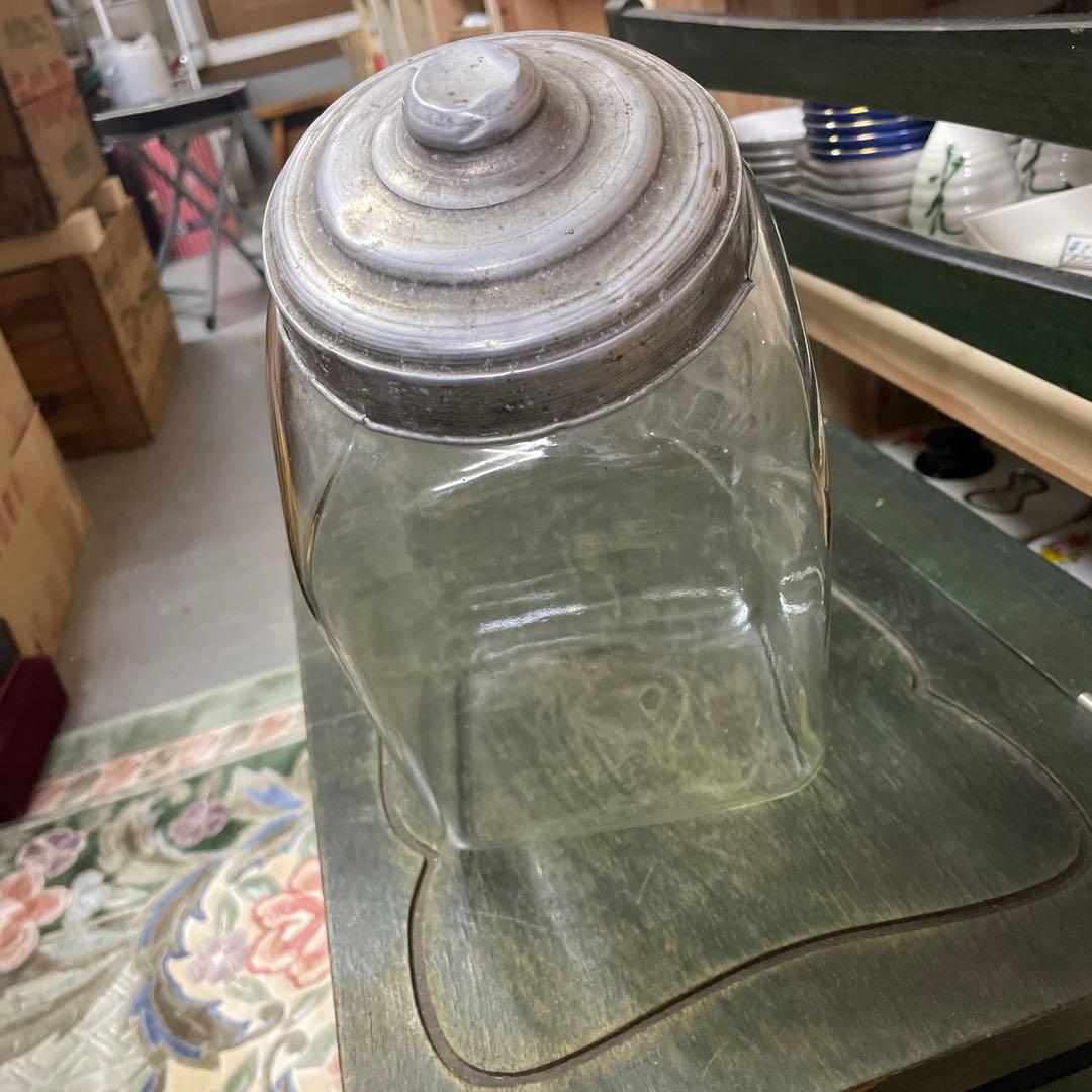 昭和古ガラス瓶　駄菓子屋さんのお菓子入れ　昭和レトロガラス容器