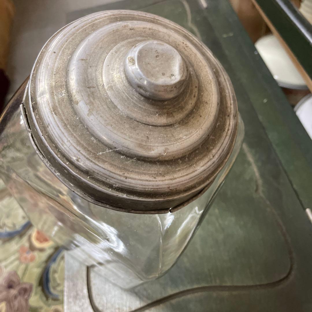 昭和古ガラス瓶　駄菓子屋さんのお菓子入れ　昭和レトロガラス容器