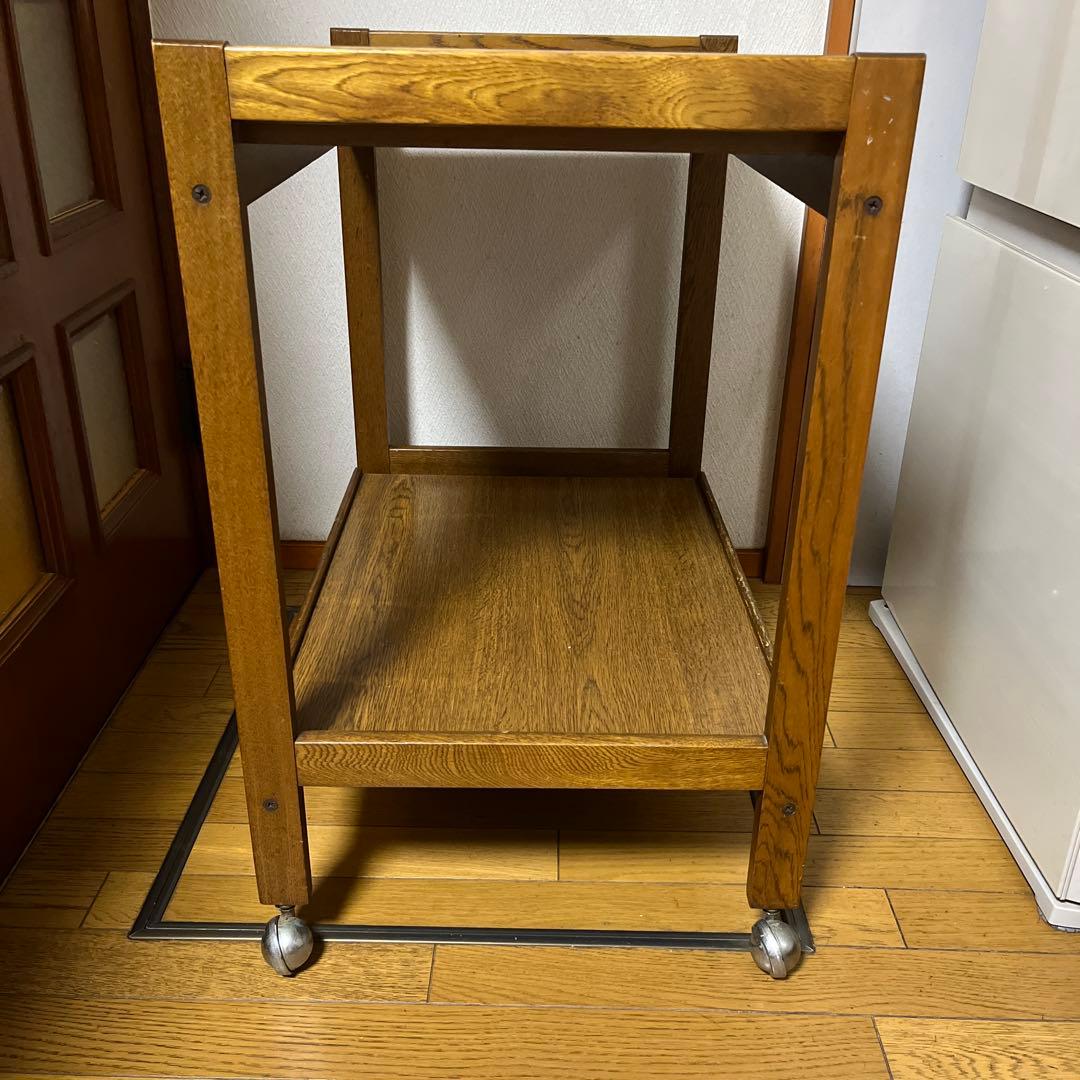 濱本工芸　木製キッチンワゴン ブラウン キャスター付き