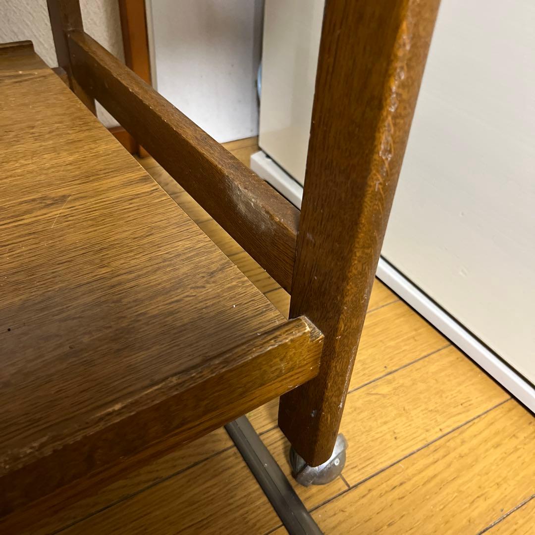 濱本工芸　木製キッチンワゴン ブラウン キャスター付き