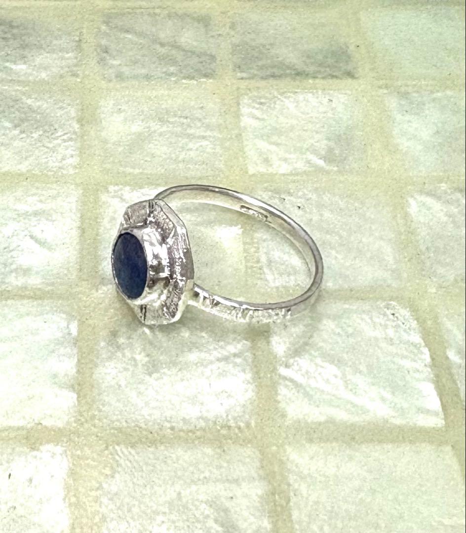 ブルースターサファイア手彫りシルバーリング