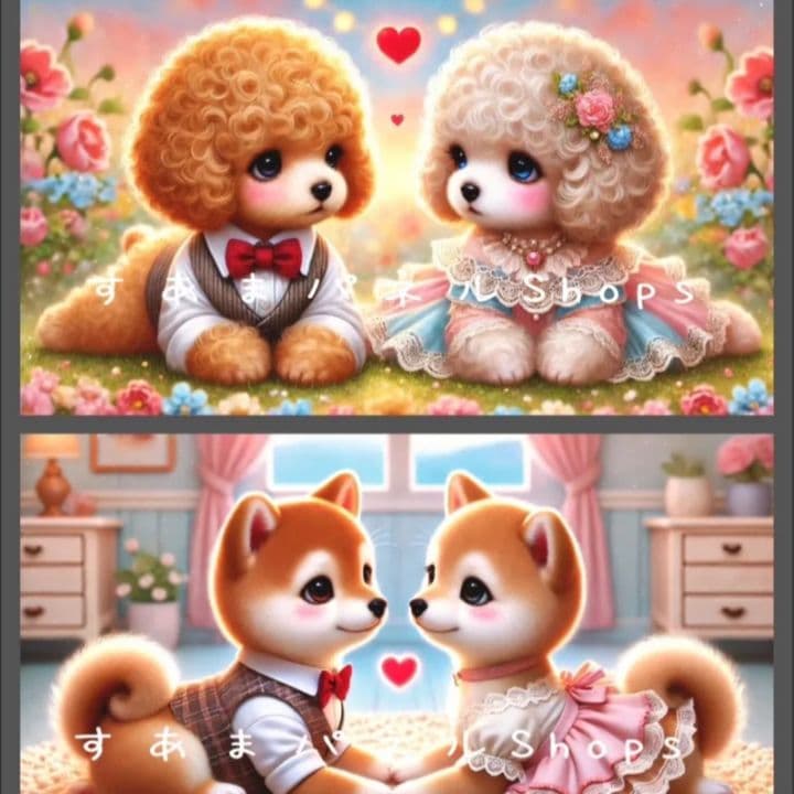 わんちゃんパネル生地ハンドメイド(横長タイプ)