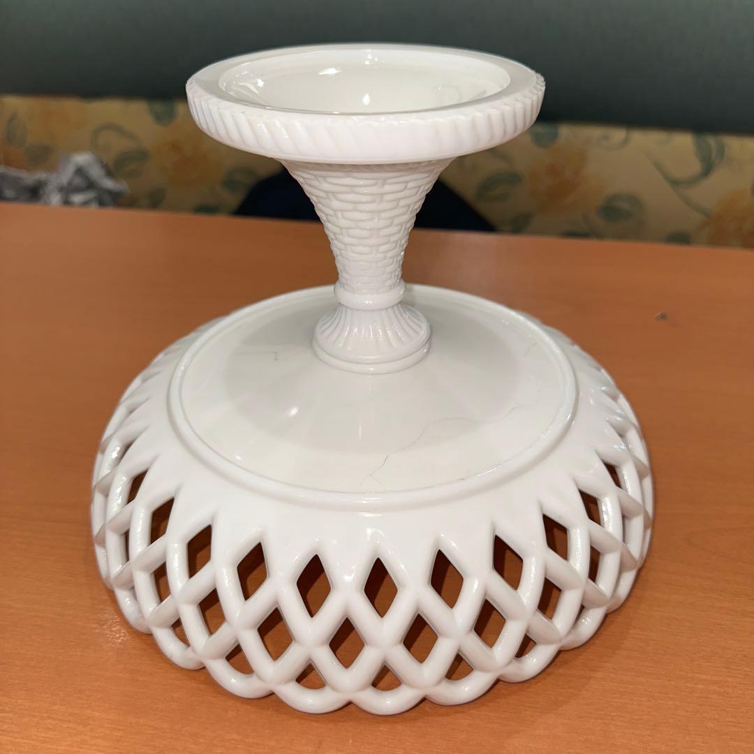 1880年代 チャリナー・テイラー社 アンティークミルクガラスコンポート 激レア