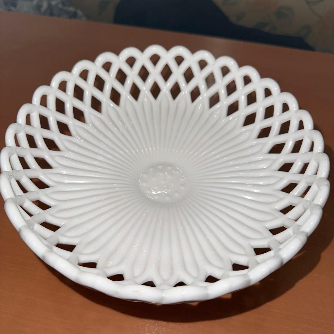 1880年代 チャリナー・テイラー社 アンティークミルクガラスコンポート 激レア