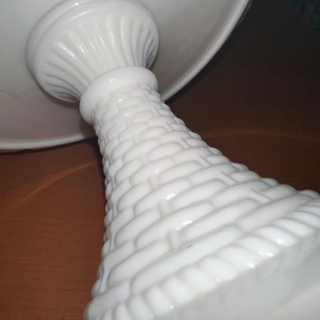 1880年代 チャリナー・テイラー社 アンティークミルクガラスコンポート 激レア