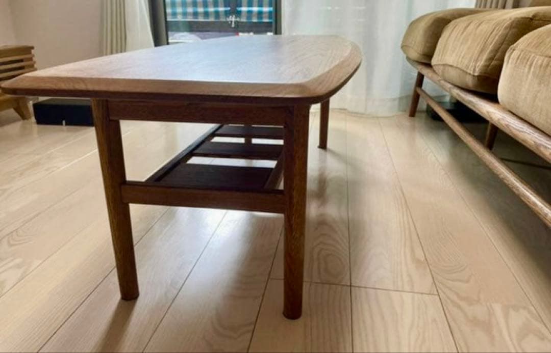 ナチュラルウッド オーバル型センターテーブル